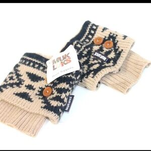 MUK LUKS BOOT TOPPERS BLACK AND BROWN KNIT